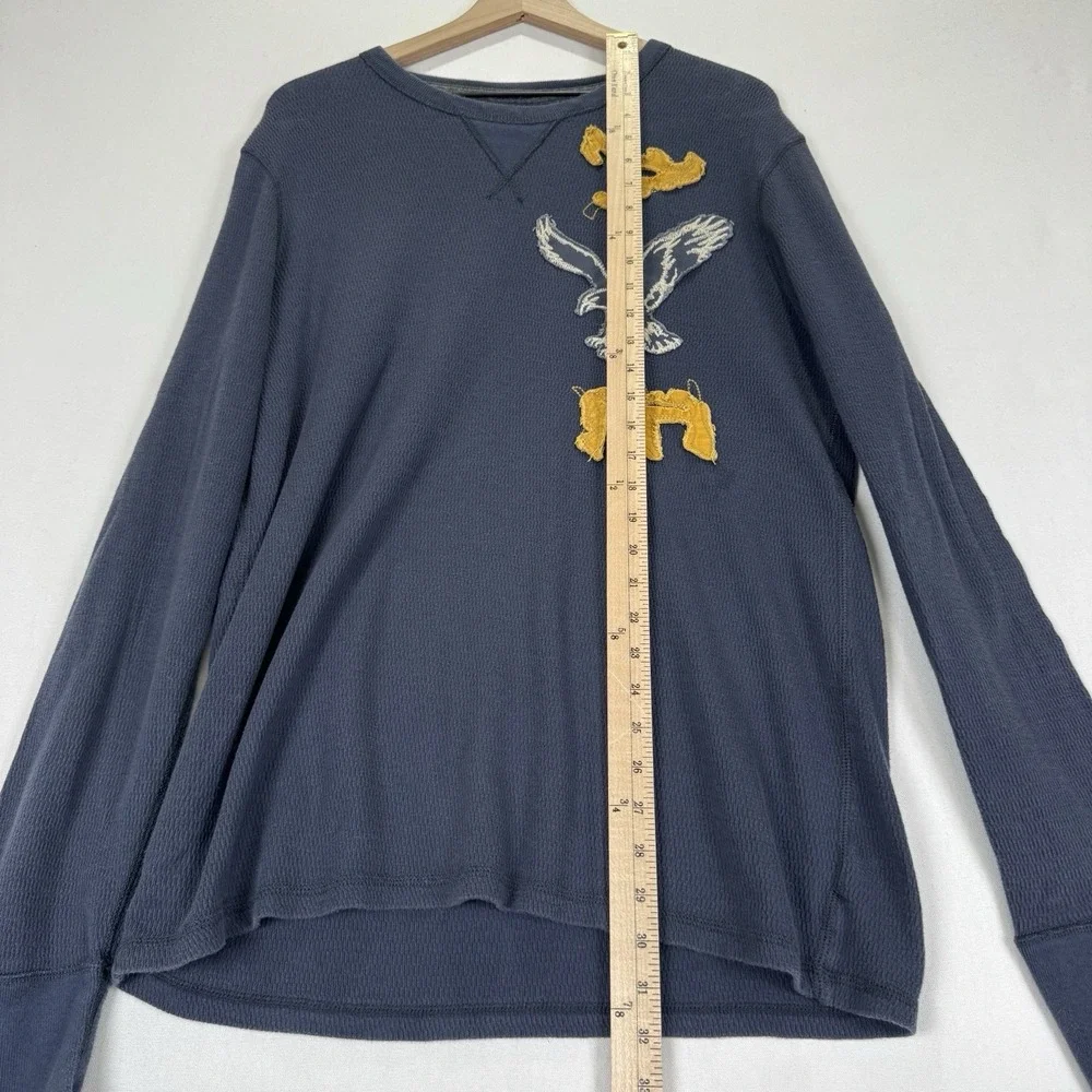American Eagle Shirt Mens XL Blue Thermal Crewneck Vintage Fit Y2K Pullover‎
